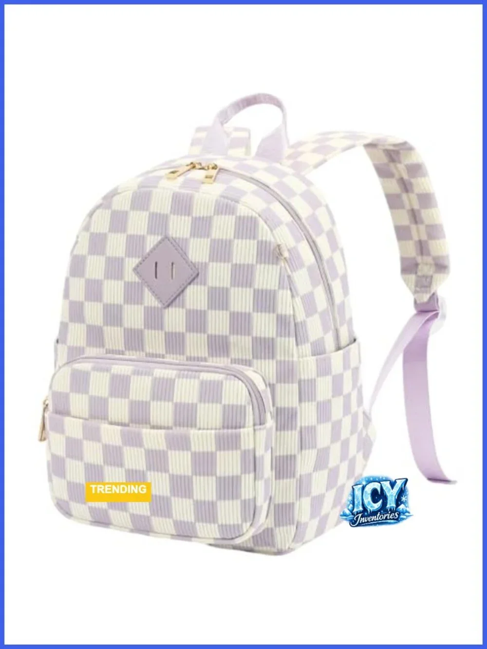 Corduroy Mini Backpack Purse Women Checkered Travel Daypack 9